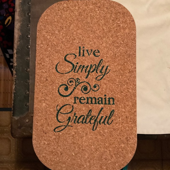 Handmade Other - Cork wall hanging 8.5x18 live simply remain grateful. H179